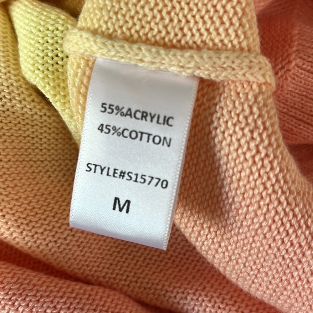 New Mustard Seed Sweater Ombre Gradient Yellow Pink Bell Sleeve‎ Women Medium - Picture 10 of 12